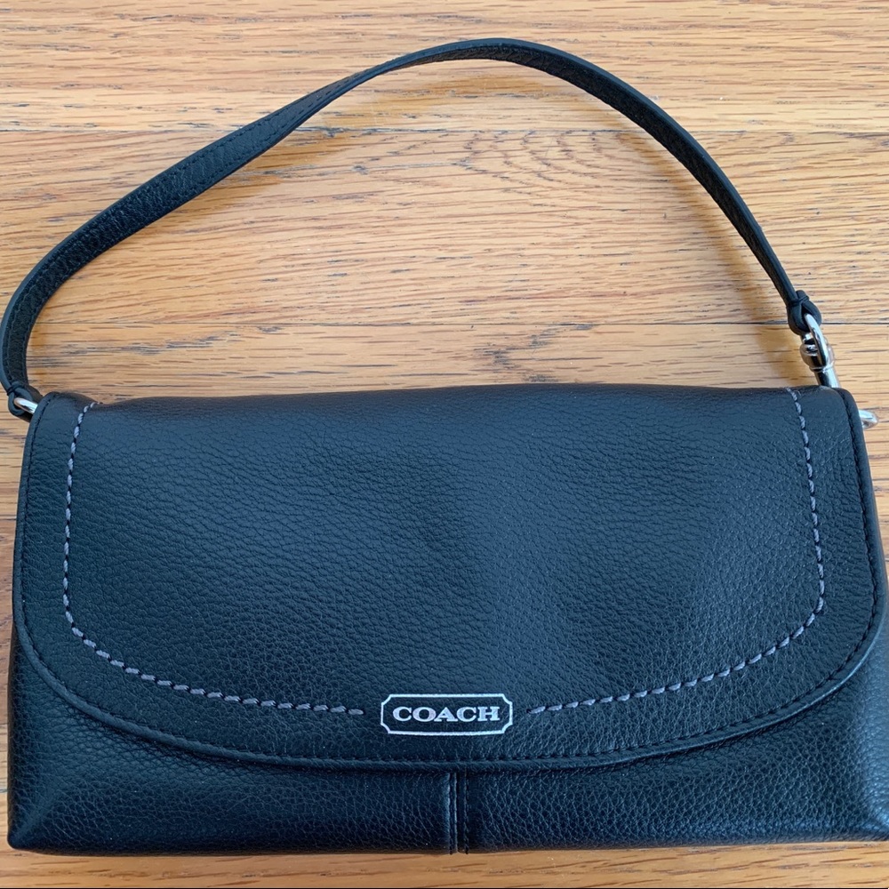 Coach Adorable Wristlet! Black with blue inside.